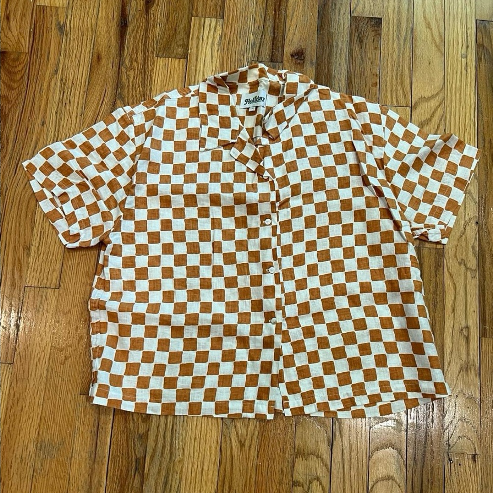 holiday the label camel/cream check pyjama pants set - Picture 2 of 9
